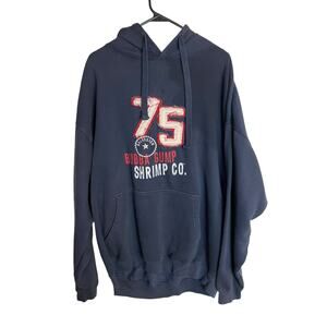 Bubba Gump Mens Hoodie Sweatshirt Pullover Grunge Blue Thrashed Grunge 2XL